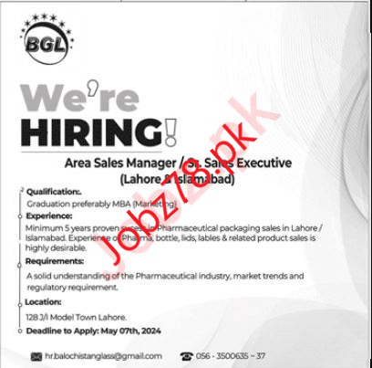 BGL Stock Quote for Baluchistan Glass Limited Jobs May 2024