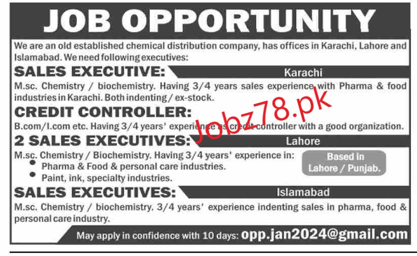 Chemical Distribution Company Jobs In Karachi, Lahore And Islamabad May 2024