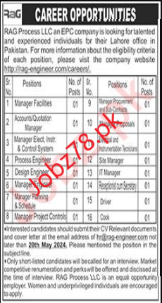 RAG Process LLC An EPC Company Office Jobs In Lahore May 2024