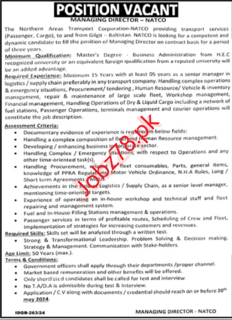The Northern Areas Transport Corporation NATCO Jobs 2024